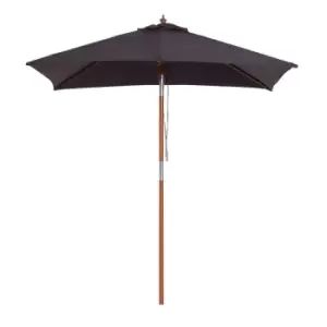 Image of Outsunny Wooden Patio Umbrella Market Parasol Outdoor Sunshade Deep Grey