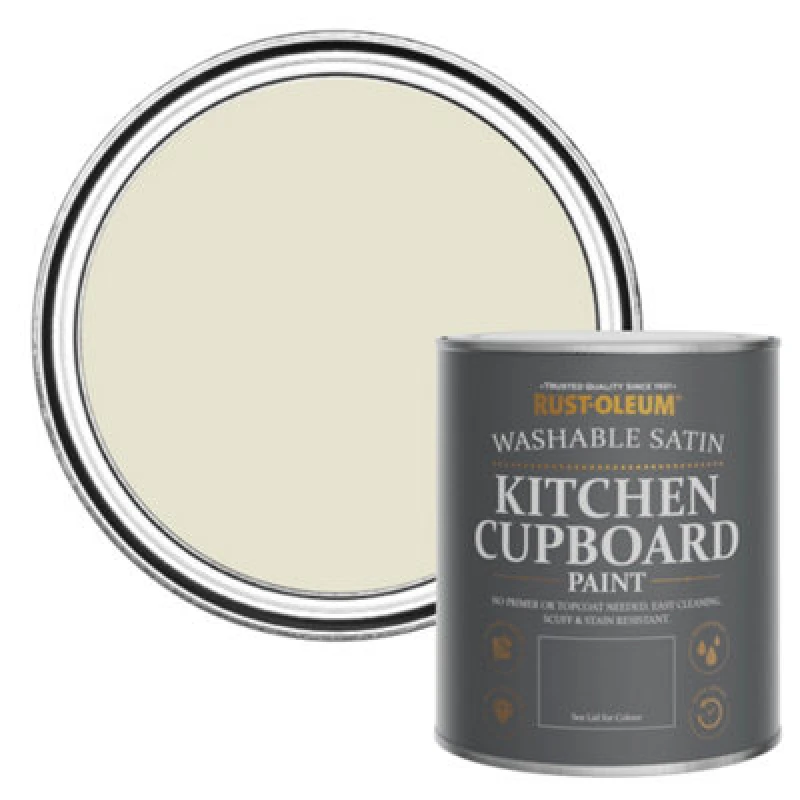 Image of Rust-Oleum Oyster Satin Kitchen Cupboard Paint 750Ml