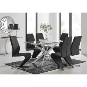 Image of Furniture Box LIRA 120 Extending Dining Table and 6 Black Willow Chairs