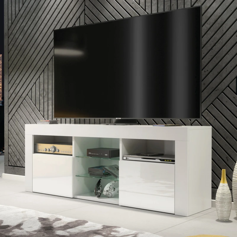 Image of Creative Furniture Creative Furniture TV Unit 145cm Modern - White with High Gloss Doors White One Size Unisex 5061075249713