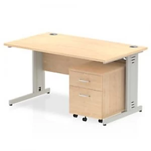Image of Impulse 1400 Straight Wire Managed Workstation 500 Two drawer mobile Pedestal Bundle Maple