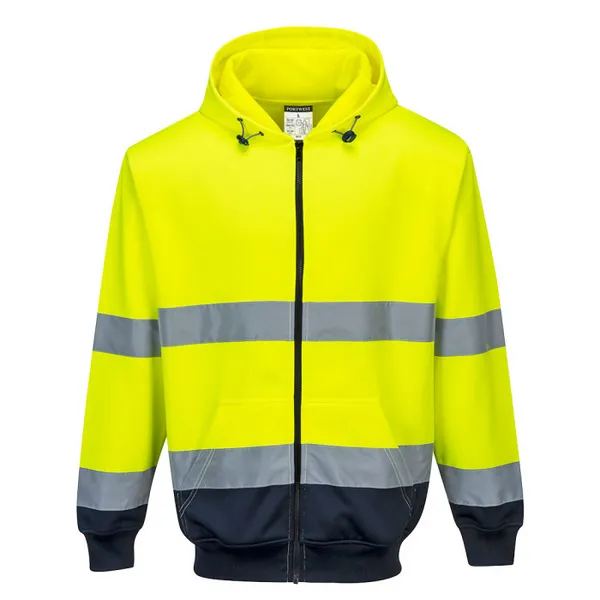 Image of Portwest Hi Vis Contrast Zipped Hoodie B317YNRXL Colour: Yellow / Navy