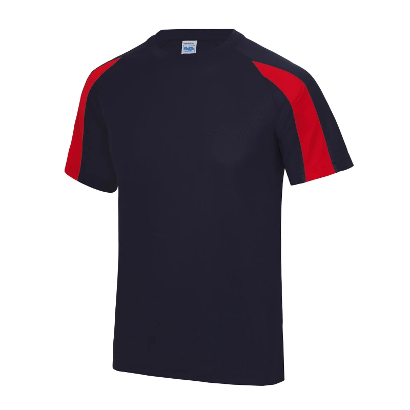 Image of Just Cool Just Cool Men Contrast Cool Sports Plain T-Shirt in Navy Size: Small Navy S Male 5055747891393