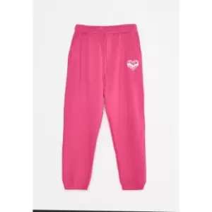 Image of Missguided Plus Size Good Vibes Heart Embroidered Joggers - Pink