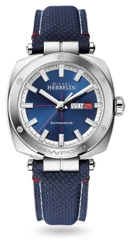 Image of Michel Herbelin Newport Heritage Automatic Blue Leather Watch