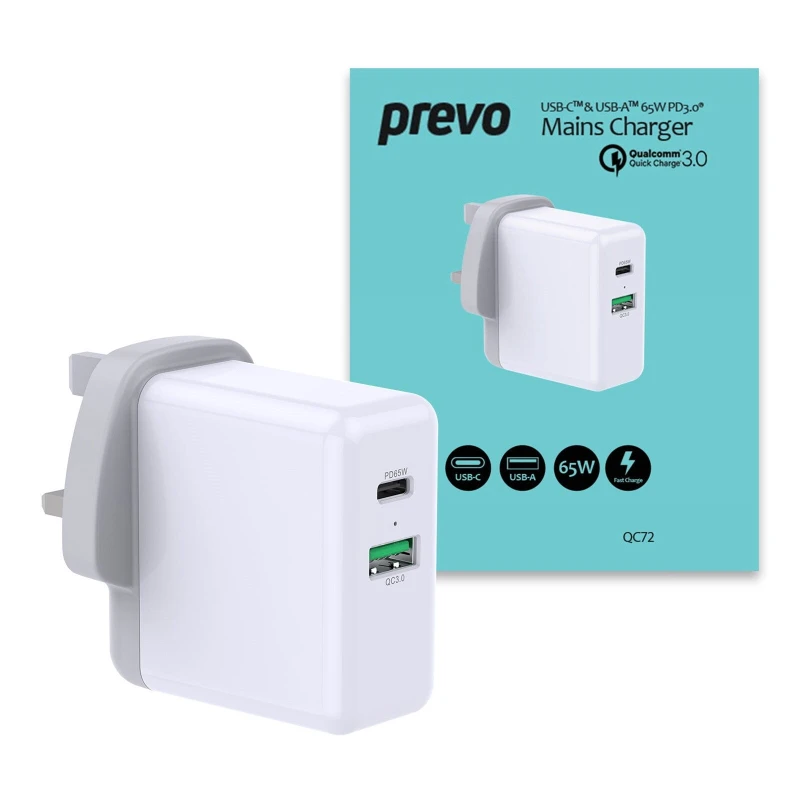 Image of PREVO PREVO QC72 mobile device charger Universal White AC Fast charging Indoor QC72