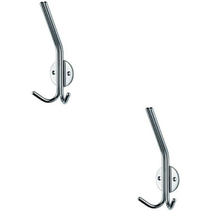 Image of Loops 2x Slimline Hat & Double Coat Hook 35mm Projection Bright Stainless Steel Metallics