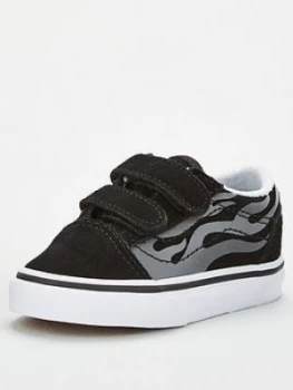 Image of Vans Old Skool V Suede Flame Toddler Trainers - Black/White