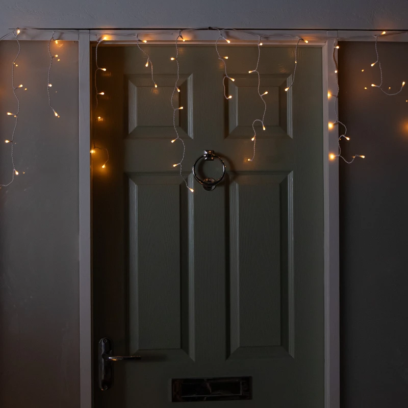 Image of 16m 640 LED Frosted IcicleBrights Christmas String Lights in Vintage Gold