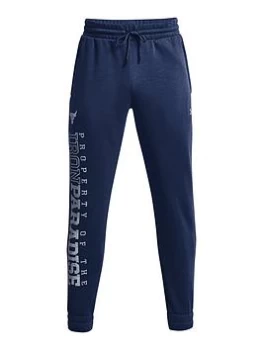 Image of Under Armour Training Project Rock Fleece Joggers - Blue Size L, Men