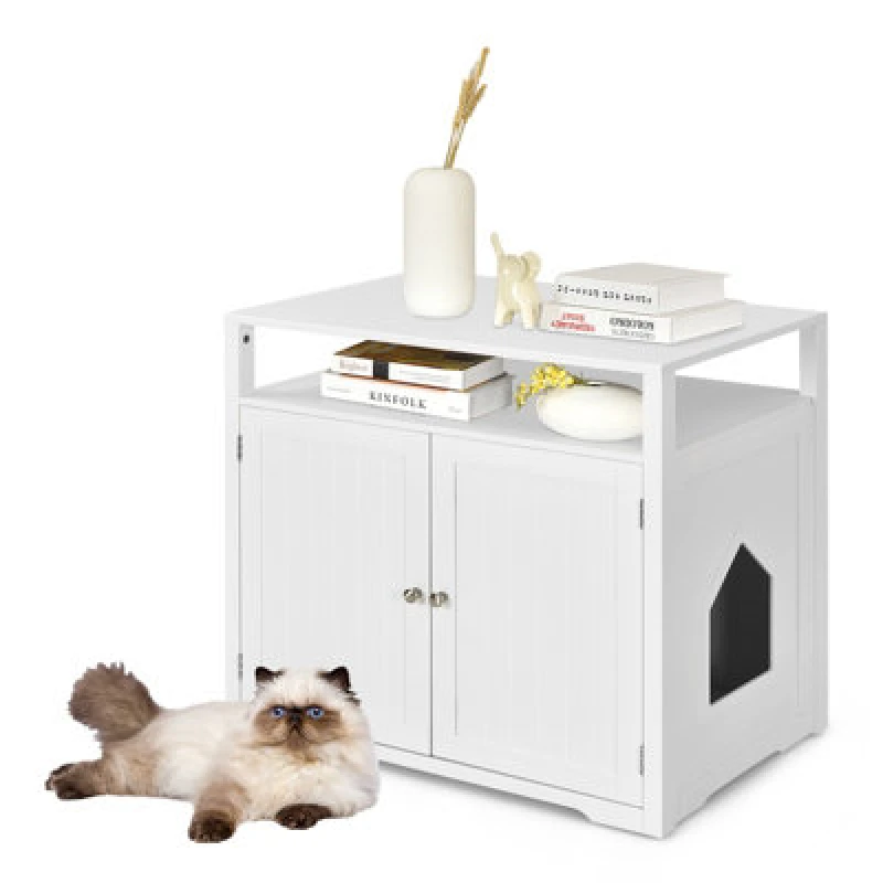 Image of Costway Cat Litter Box Enclosure Hidden Cat Washroom W/ Adjustable & Removable Divider