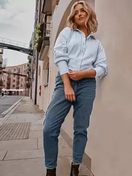 Image of Yours Stripe Shirt Blue Size 20, Women