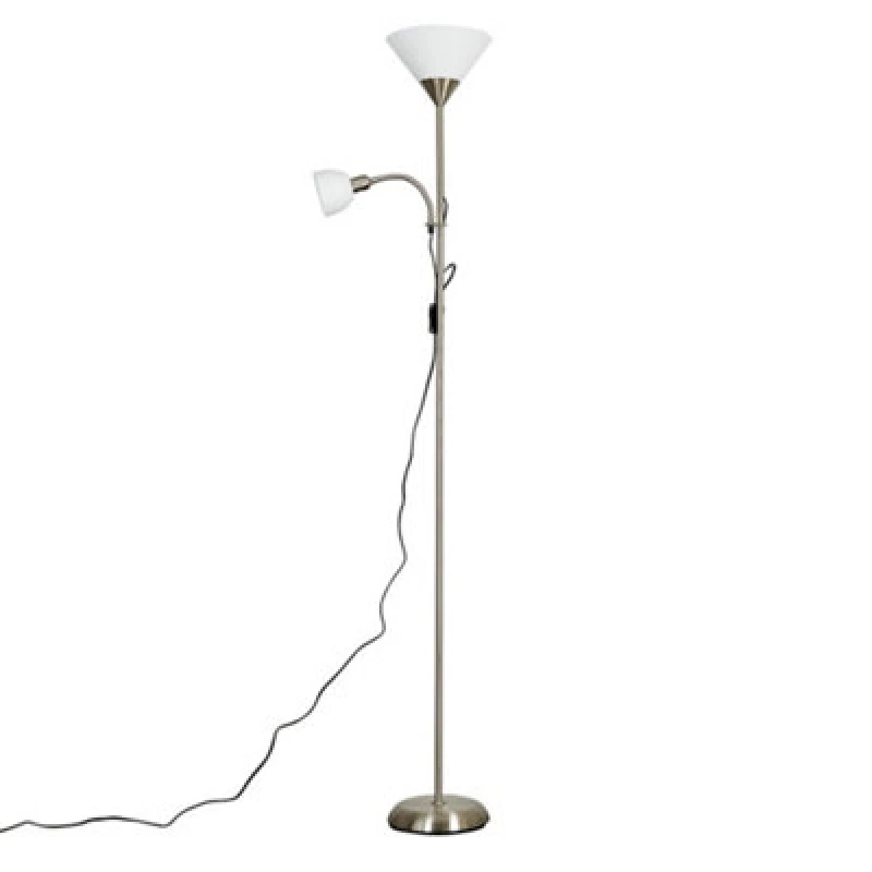 Image of ValueLights ValueLights Mozz Mother and Child Uplighter Floor Lamp with Adjustable Side Lamp in Silver Silver One Size Unisex 5016529256380