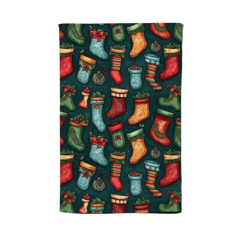 Image of Warren Reed - Designer Christmas Stockings Tea Towel in Green Green Unisex