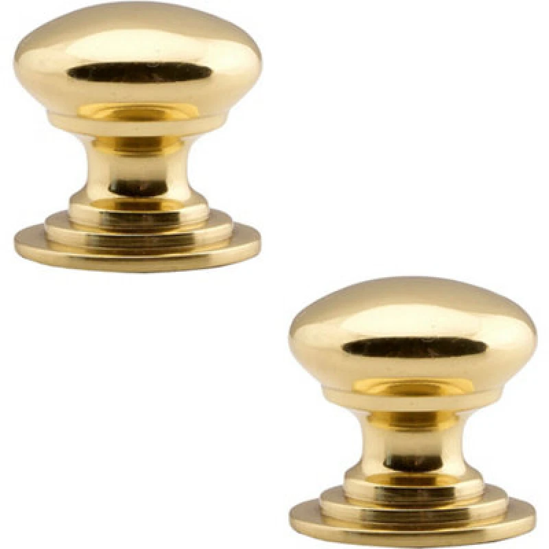 Image of Loops 2x Victorian Round Cupboard Door Knob 38mm Dia Polished Brass Cabinet Handle Metallics unisex