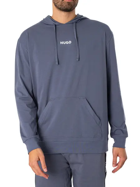 Image of HUGO Lounge Linked Pullover Hoodie Open Blue L