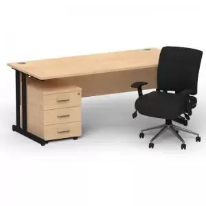 Image of Impulse 1600800 Black Cant Desk Maple 3 Dr Mobile Ped & Chiro Med
