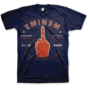 Image of Eminem - Detroit Finger Unisex Medium T-Shirt - Blue