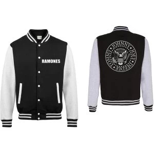 Image of Ramones - Presidential Seal Unisex Small Varsity Jacket - Black/White