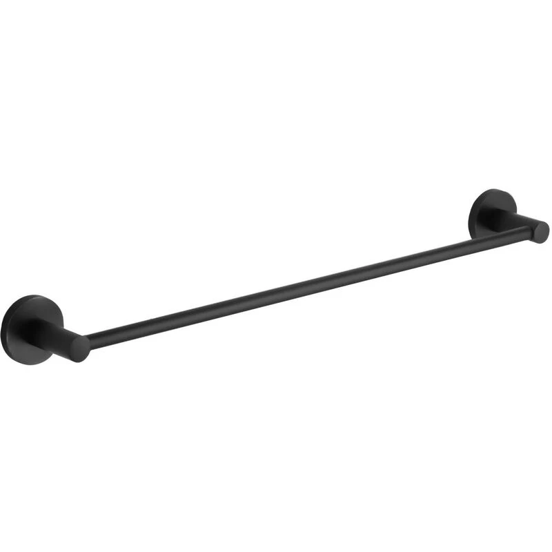 Image of Nes Home 600mm Matte Black Single Towel Bar Stainless Steel Modern Towel Rod for Bathroom Black