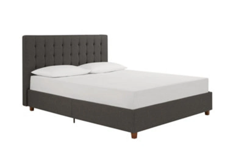 Image of Dorel Emily Upholstered Bed (double ) Grey Linen, Grey 4108429UK