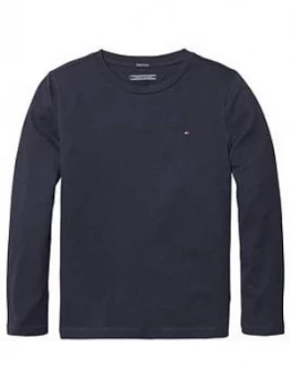 Image of Tommy Hilfiger Boys Long Sleeve Essential Flag T-Shirt - Navy, Size 5 Years