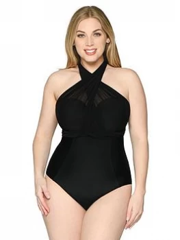 Image of Curvy Kate Wrapsody Bandeau Swimsuit, Black, Size 38Hh, Women