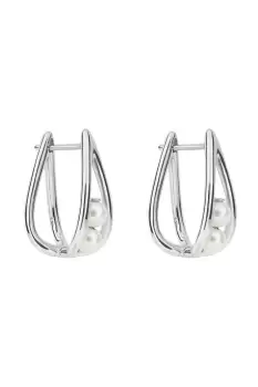 Image of Teardrop Hoop Earrings with Encased Shell Pearls