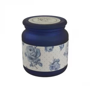 Image of Katie Alice Vintage Indigo Frosted Glass Wax Filled Jar Thai Flower Scent