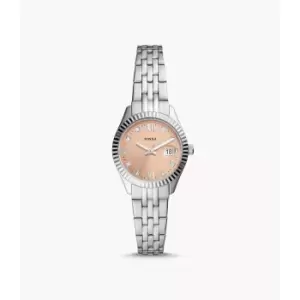 Image of Fossil Womens Scarlette Micro Three-Hand Date Stainless Steel Watch - Silver