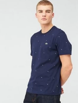 Image of Lacoste Sportswear All Over Mini Print T-Shirt - Navy