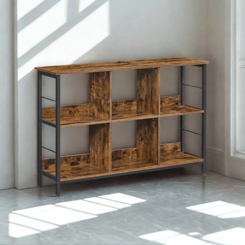 Image of Pirlo Plush Industrial 3 Tier Bookcase Storage Shelves Unit in Brown Brown Unisex