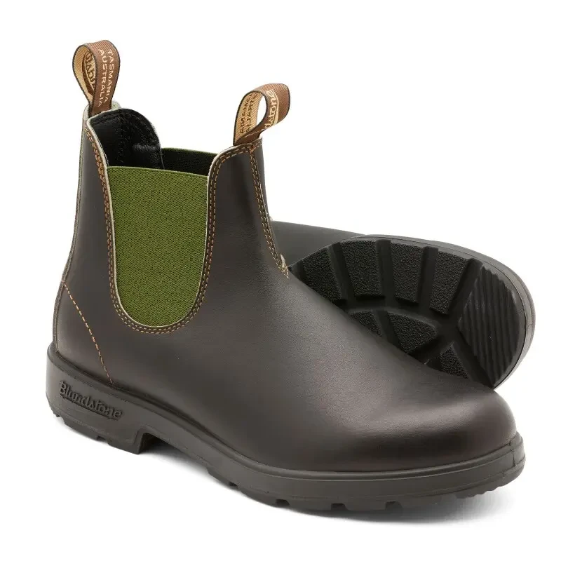 Image of Blundstone 519 Leather Unisex Ankle Boots - Brown Olive - Size:UK 8.5