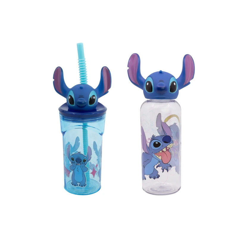 Image of Disney Stitch Stitch 3D Bottle And Tumbler Set Kids Tableware 95588 Pink 70958206000