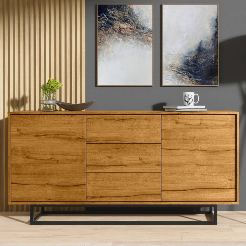 Image of Creative Furniture Vista Loft Sideboard 140cm - Dark Oak in Brown Brown Unisex