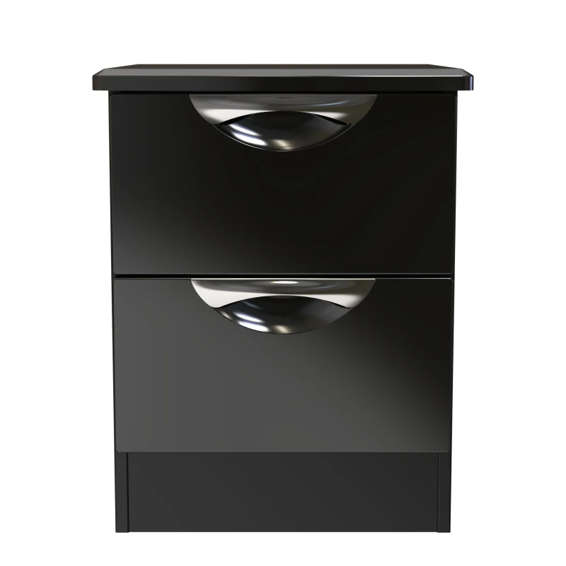 Image of Ready Assembled 2 U Holborn 2 Drawer Bedside Cabinet (Ready Assembled) in Black Size: Small Black Unisex Small