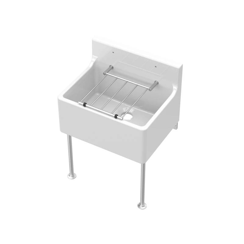 Image of Balterley 1 Bowl Fireclay Cleaner Sink Grill Legs 515 x 382 x 393mm White