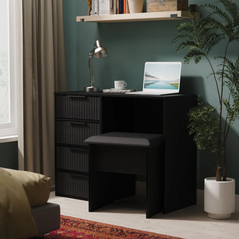 Image of Ready Assembled 2 U Menai 4 Drawer Vanity (Ready Assembled) in Black Unisex