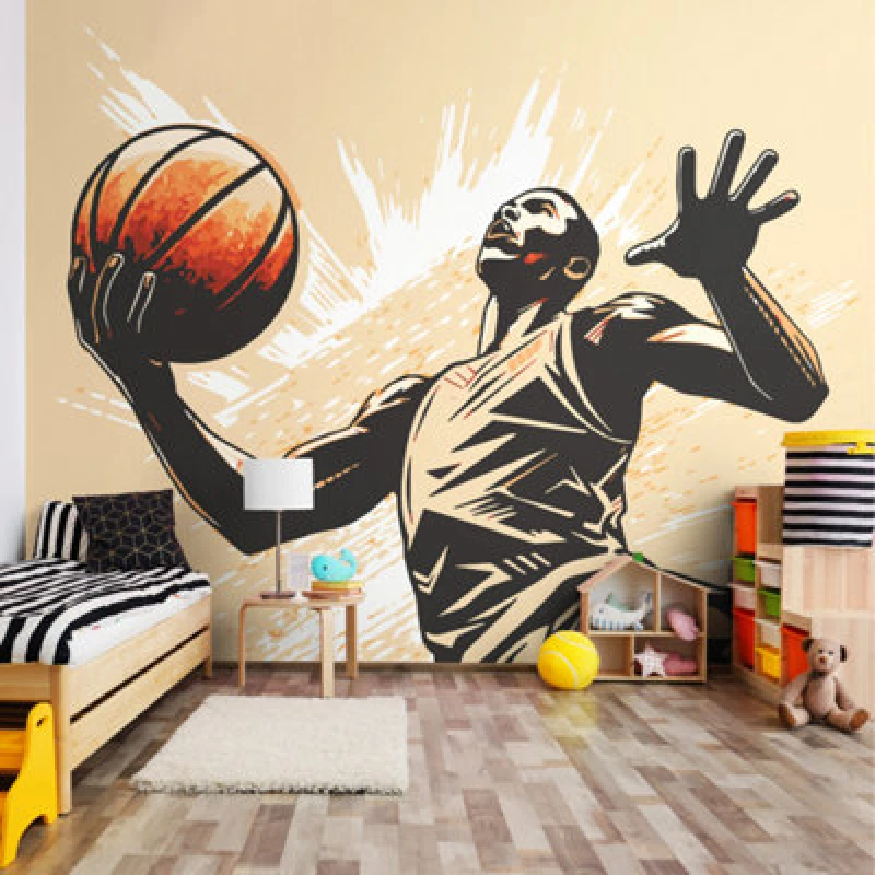 Image of Origin Murals Graphic Basketball Player Orange Paste The Wall Mural 350Cm Wide X 280M High