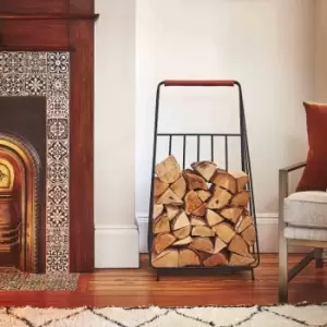 Image of Ivyline Contempory Leather Handle Log Trolley H100cm W49cm