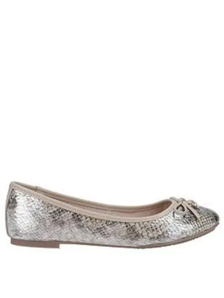 Image of Dune London Hallo Charm Detail Ballet Shoes - Reptile Print VYPVU Female 4,5,6,7,8