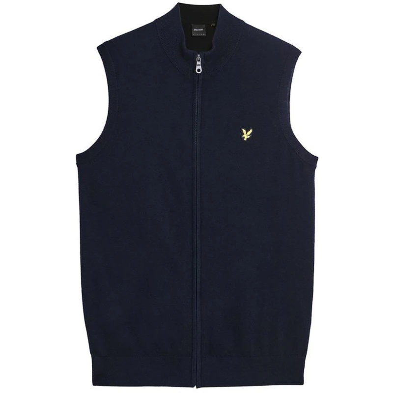 Image of Lyle and Scott Mens Zipped Knitted Sweater Vest Dark Navy male L