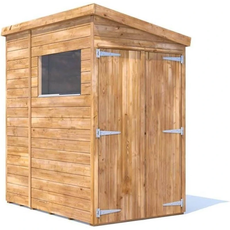 Image of Dunster House 4X6 Wooden Garden Shed, 1.2X1.8M, 15mm Walls, Window, Pent Roof, Superfelt, Modular
