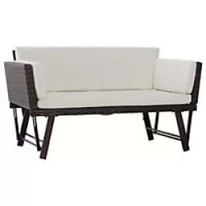 Image of Outsunny Rattan Sofa 860-049V70 Steel, Rattan, Polyester Brown, Cream White