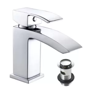 Image of Lucia Waterfall Mono Basin Sink Tap with Slotted Waste