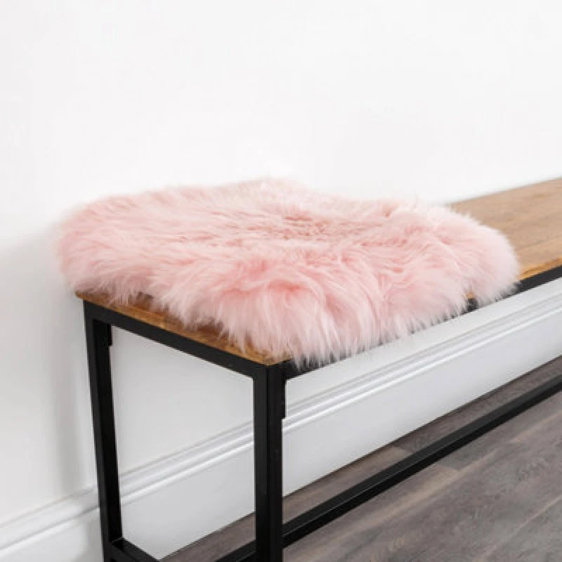 Image of Native Natural Blush Pink Square Sheepskin Chair Pad Pink