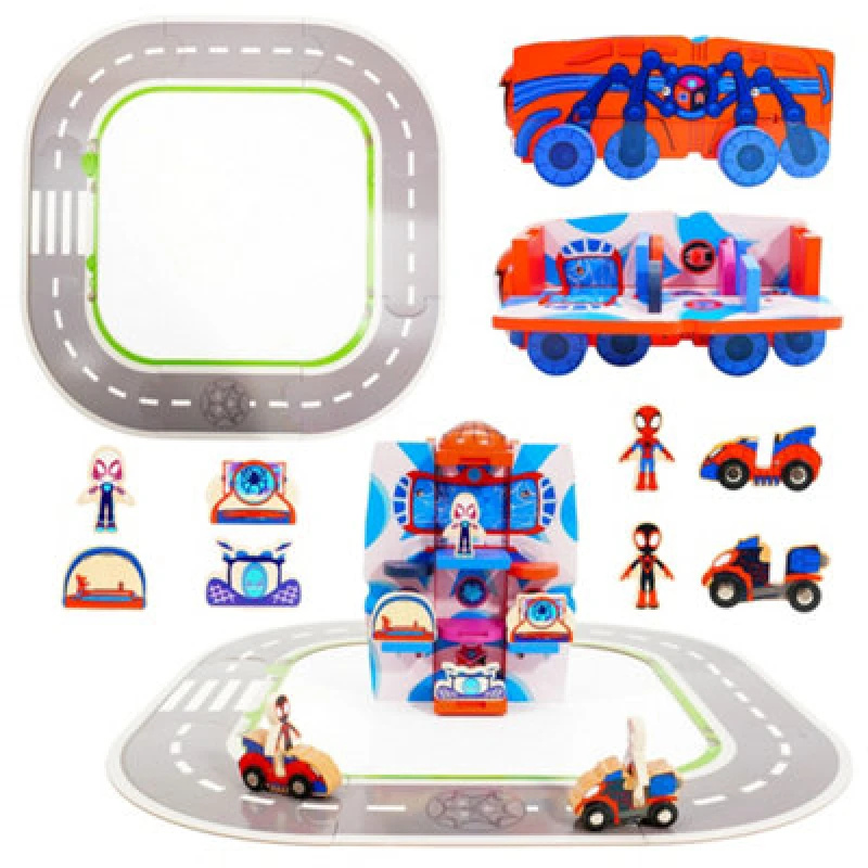 Image of Marvel Spidey And His Amazing Friends Transforming Vehicle Playset, 17 Piece 2 In 1