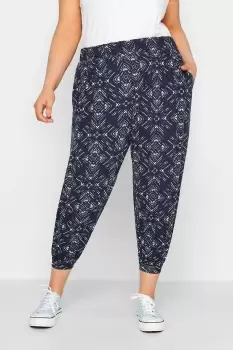 Image of Printed Cropped Harem Trousers