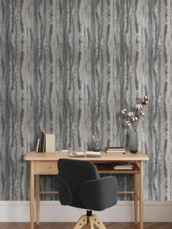 Image of Soren Charcoal & Silver Muriva Wallpaper