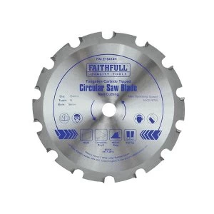 Image of Faithfull TCT Circular Saw Blade Nail Cutting 184 x 16mm x 14T NEG